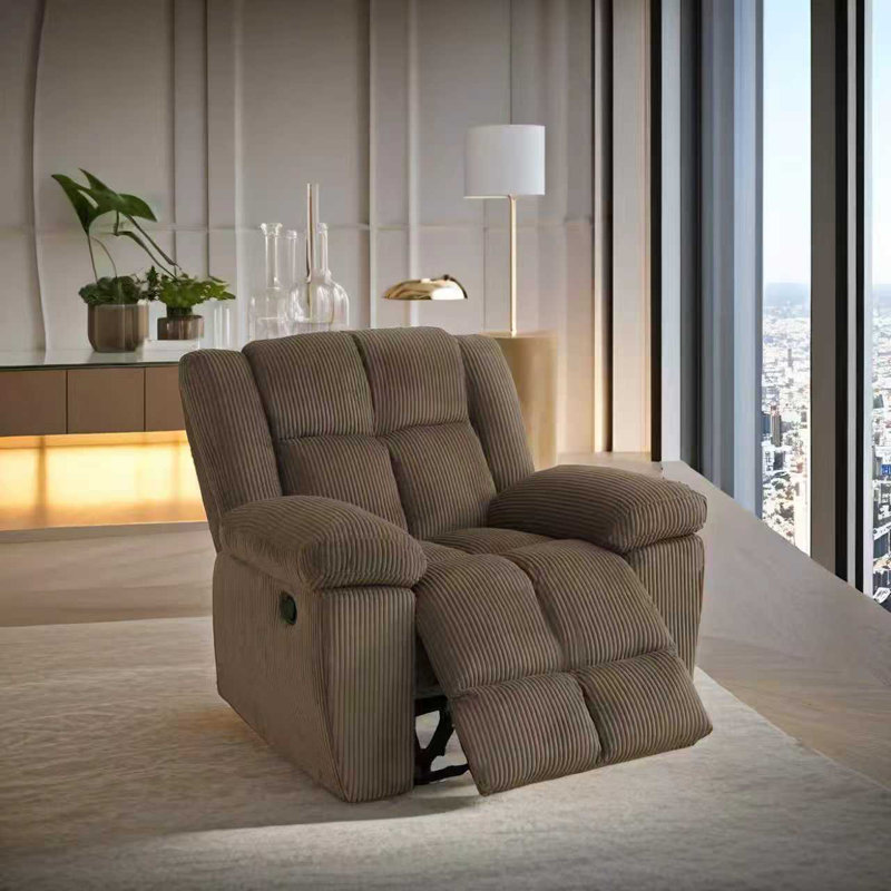 Khaki chocolate Fabric Living Room Recliner Intelligent Chair, Brown Corduroy