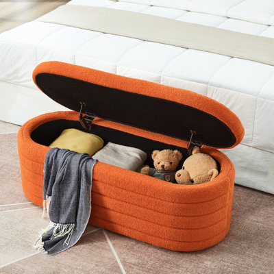 Rangement orange spacieux - Le banc de luxe confortable pour la chambre à coucher et le salon ajoute une touche luxueuse à votre maison