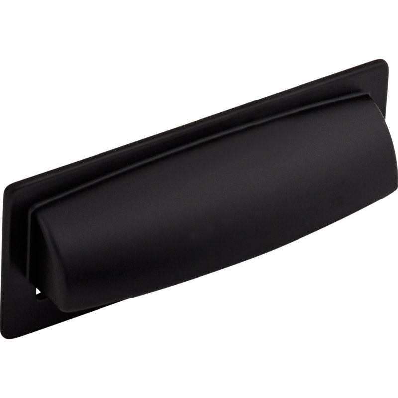 Hollin Cup/Bin pull, Flat Black, 3 3/4" Center to Center