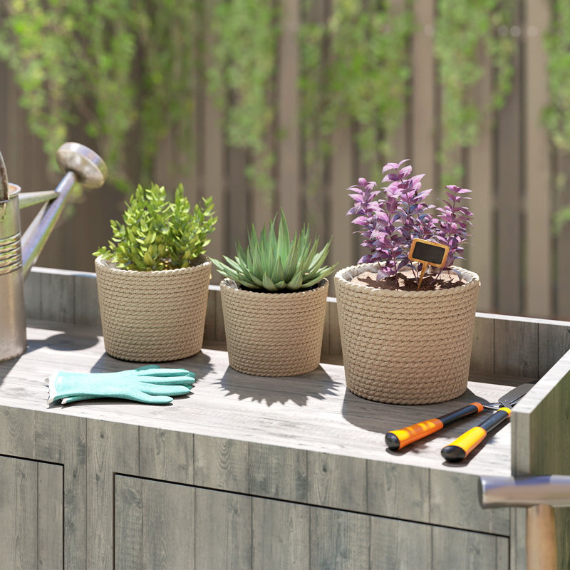 Outsunny Seagrass Plant Pots Indoor Outdoor Plastic Liners Natural