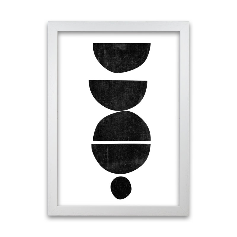 Mid Century Abstract Shapes Original - Print, White Frame, 59cm H x 42cm W x 3cm D