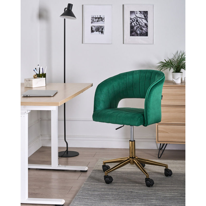 Office Chair, Gold, Velvet, Green