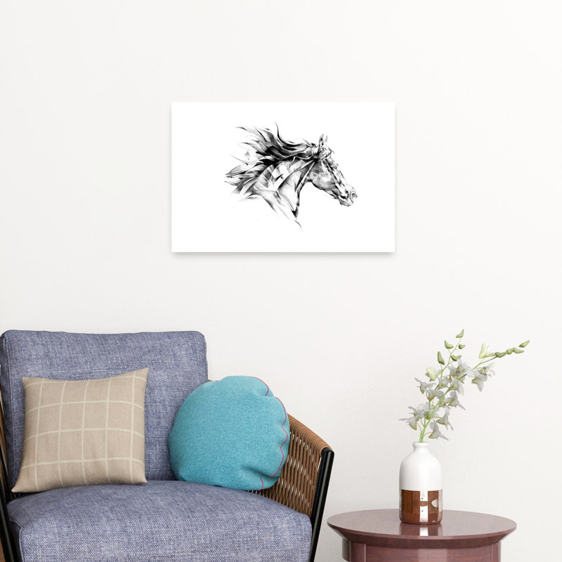 «Dynamic Horse Flow», impression abstraite sur fond géométrique, H 16 po x l 24 po