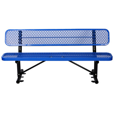 Lourd 6 pi Banc d'extérieur en acier bleu - Convient aux pelouses, aux jardins en métal robuste pour terrasse, jardin, patio, construction perforée