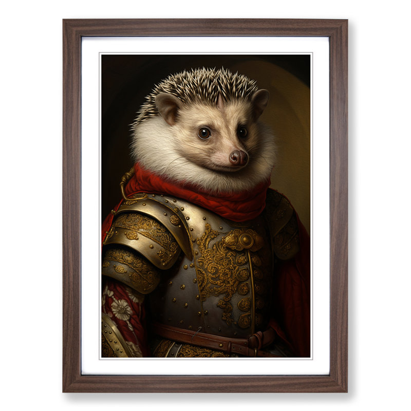 Hedgehog Renaissance - Framed Print, 46cm H x 34cm W x 2cm D, Walnut