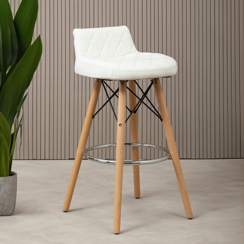 Naya Upholstered Counter Stool with Solid Wood Frame