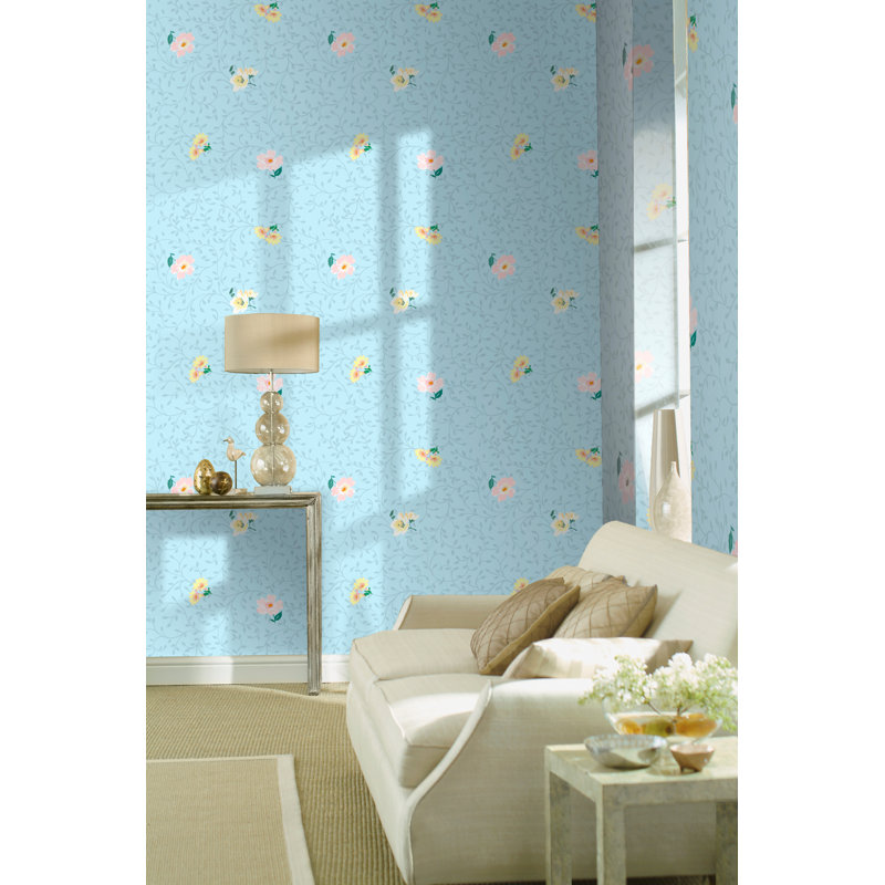 Yuki Osada Floral Non-Pasted Satin Wallpaper Roll by Soicher Marin Studio, Light Blue