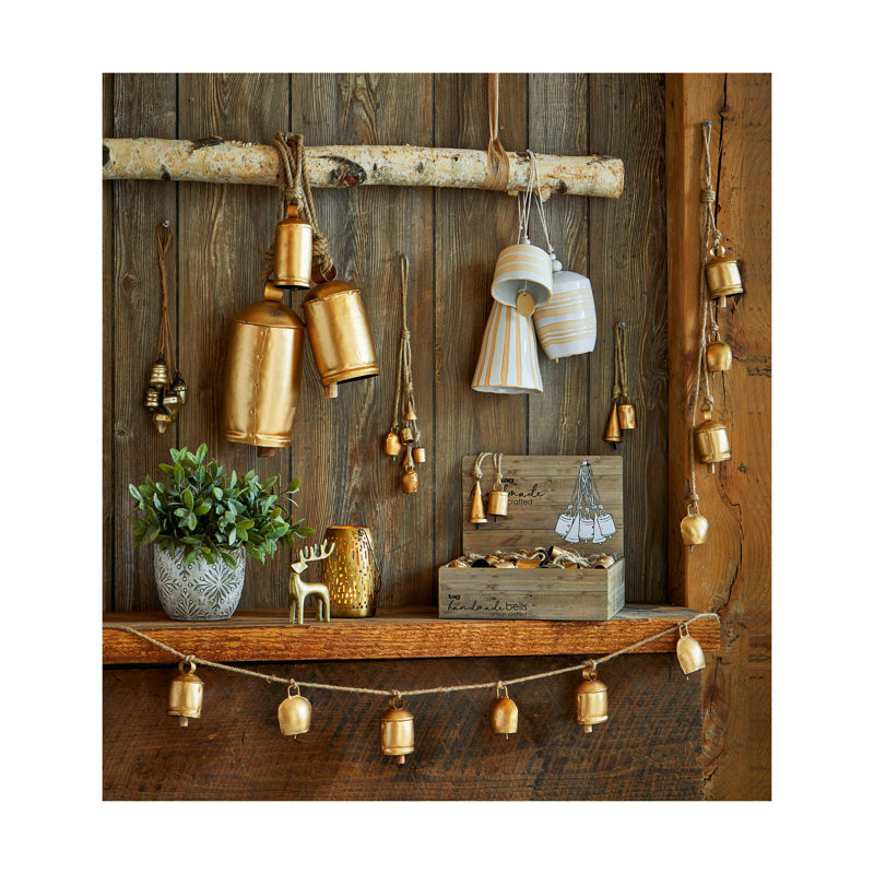Hanging Bells Set/3, Antique Gold