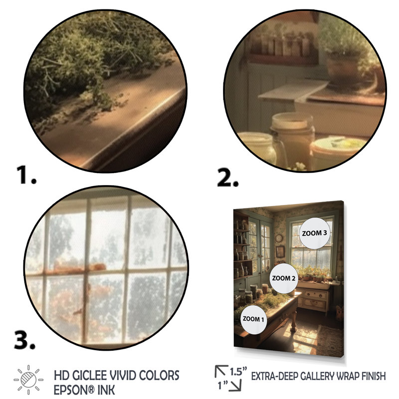 «Old Farmhouse Kitchen II», art mural sur toile, H 20 po x l 12 po x P 1 po