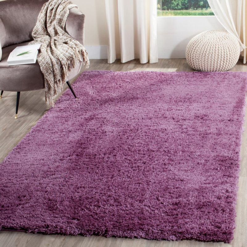 Tapis performance à poil long de couleur unie style indie Jaydn, Rectangle 5 pi 1 po x 7 pi 6 po