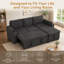 Chenille Fabric L-Shaped Sofa With Built-In Storage, USB Charging Ports, And Convertible Sofa Bed-1451425363