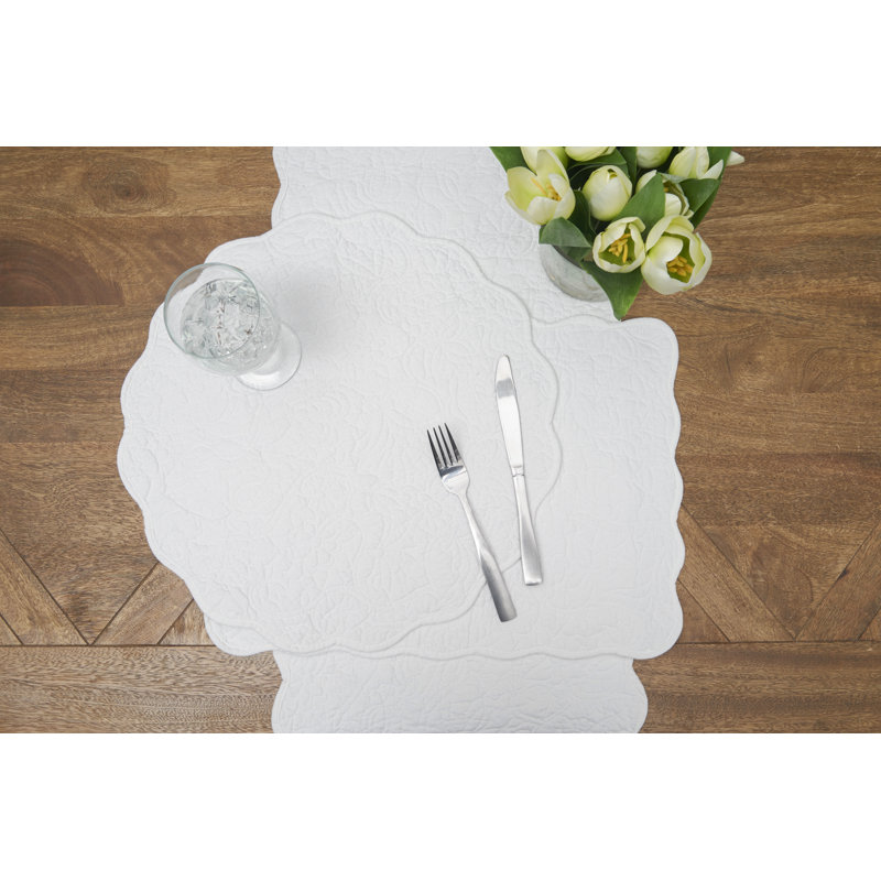 Christiana Sweet Pea Floral Reversible Quilt Table Runner, White