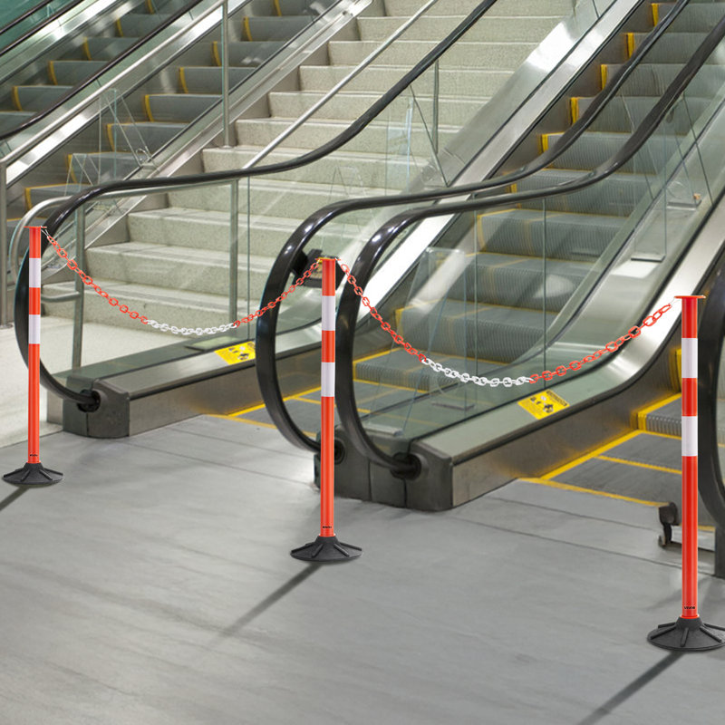 Traffic Delineator Posts 34 in Safety Cones Weighted Base & Chains