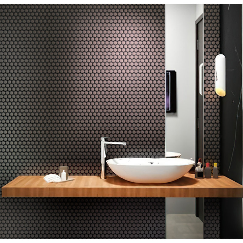 Penny 1 " X 1 " Straight Edge Glass Mosaic Sheet Wall & Floor Tile, Ash Gray