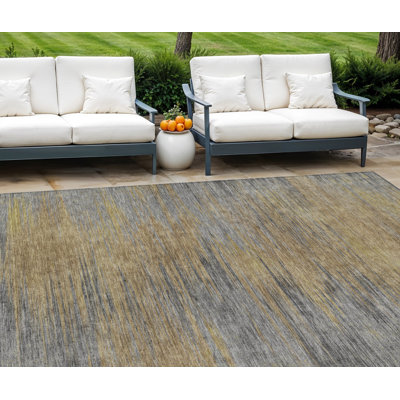 Tapis intérieur lavable abstrait doré 10 pi x 14 pi