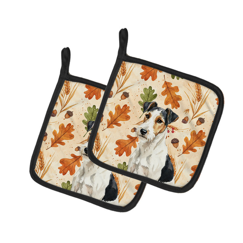 Paire de porte-casseroles Smooth Fox Terrier Heirloom Fall