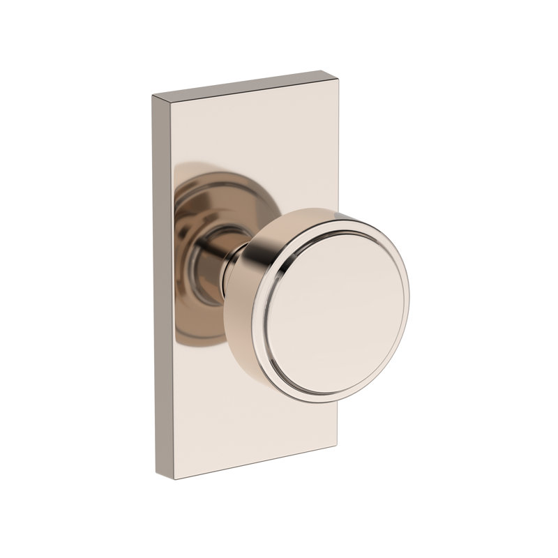 Vashon Full Dummy Knob with Contemporary 5in Rose in Matte Black, Lifetime (PVD) Polished Nickel