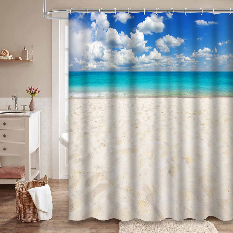 Blue Beauty, plage magnifique, sable de mer tropical, ciel blanc, vacances avec 12 crochets, L 72 po x l 72 po