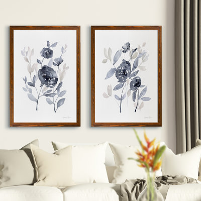 Peonies in Gray - 2 Piece Picture Frame Painting Print Set