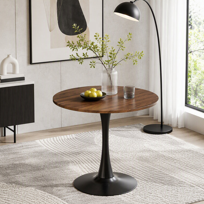 Table tulipe 31,5 pouces pour petits espaces, Noir + noyer