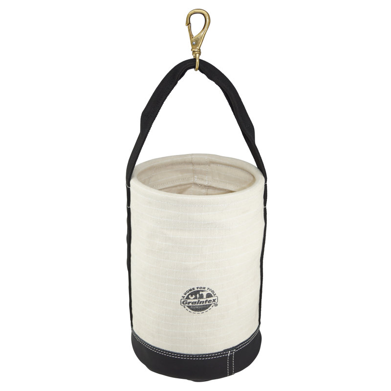 10 in. 1-Pocket Utility Ripstop Canvas Bucket with Hook and Leather Bottom