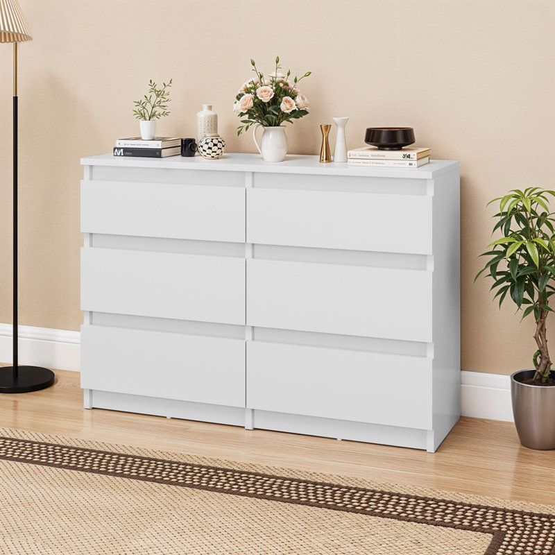 100cm W 6 - Drawer Chest of Drawers, White