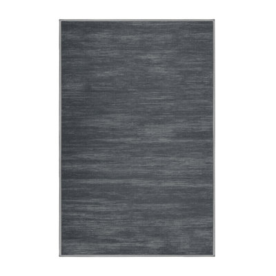 Machine Washable Solid Gray Area Rug