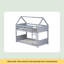 Lit superposé simple au-dessus d'une chambre simple avec tête de lit, pied de lit et garde-corps, échelle, lit superposé en bois d'hévéa avec garde-corps de sécurité, gris-1023931083