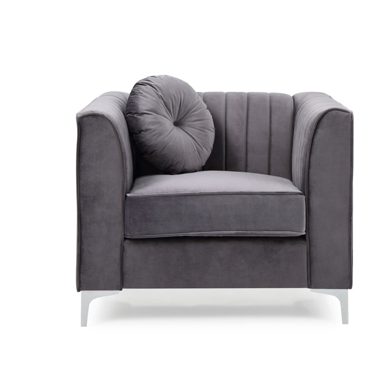 Ballentine Delray Velvet Chair, Gray