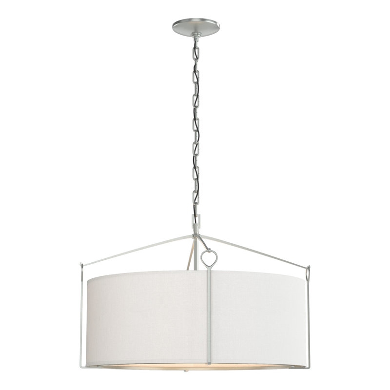 Bow 4 - Light Drum Chandelier, 15.8" H x 23.8" W x 23.8" D, Vintage Platinum, Natural Anna