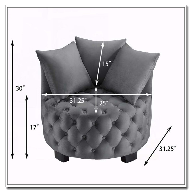 Chaise pivotante rembourrée et capitonnée, Gris foncé