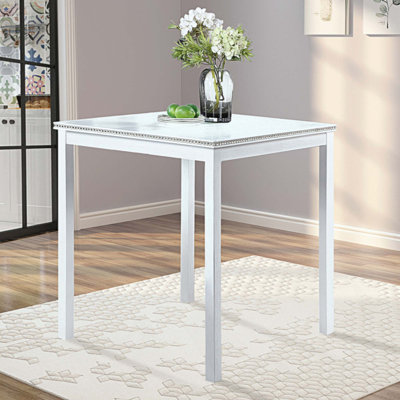 Wooden Dining Square Table, Kitchen Table For Small Space, 4 Person Counter Height Table