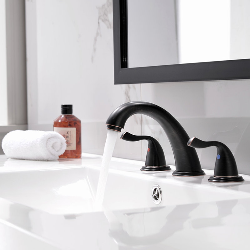 Widespread 2-handle Bathroom Faucet with Drain Assembly, Oil Rubbed Bronze