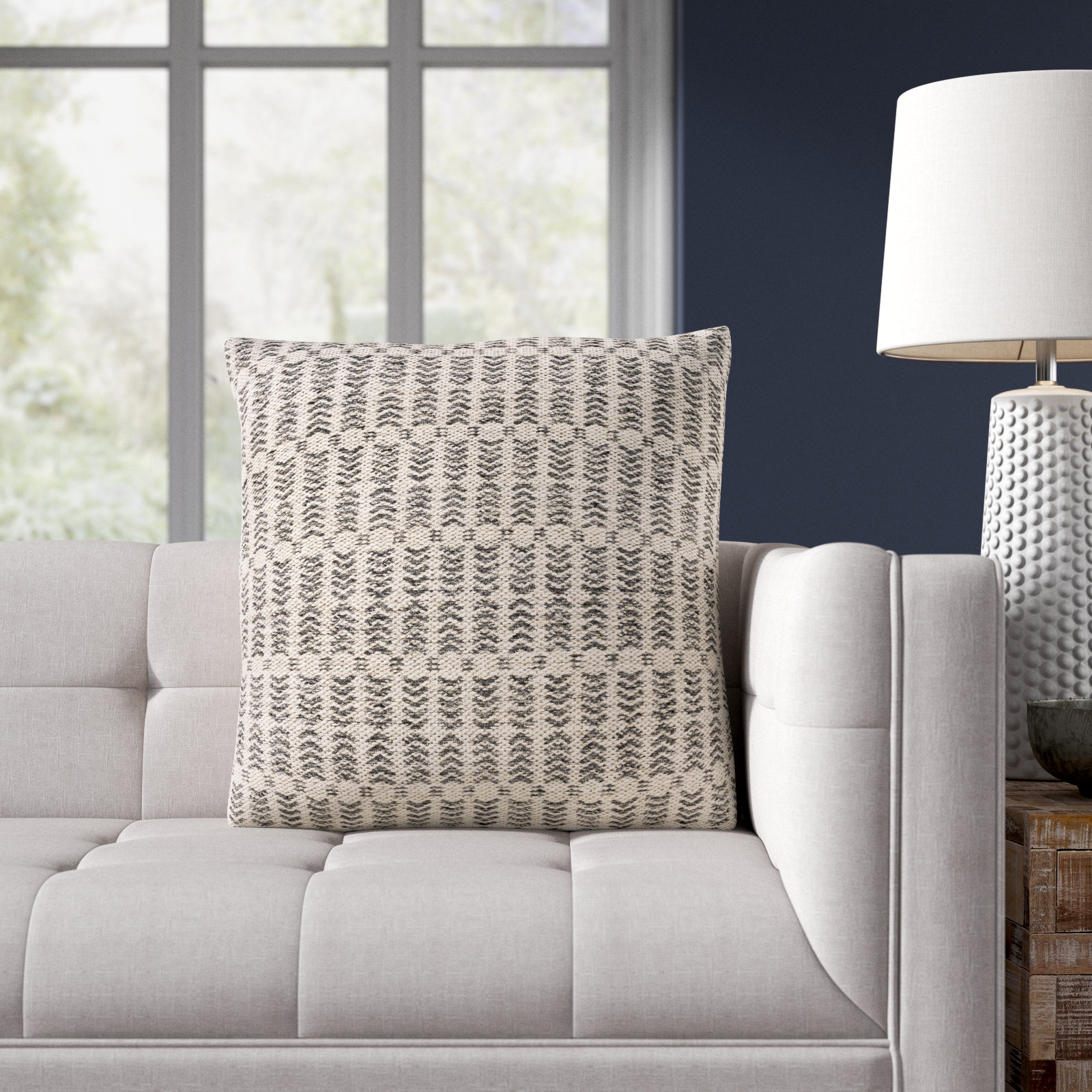 Hemlen Geometric Cotton Throw Pillow, Polyester/Polyfill