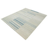 Blue Swedish Inspired Art Silk Wool Blend Kilim Rug - 8' x 10'