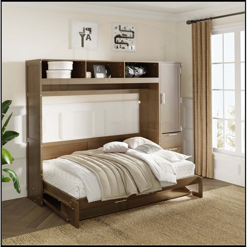 Lit escamotable double avec garde-robe