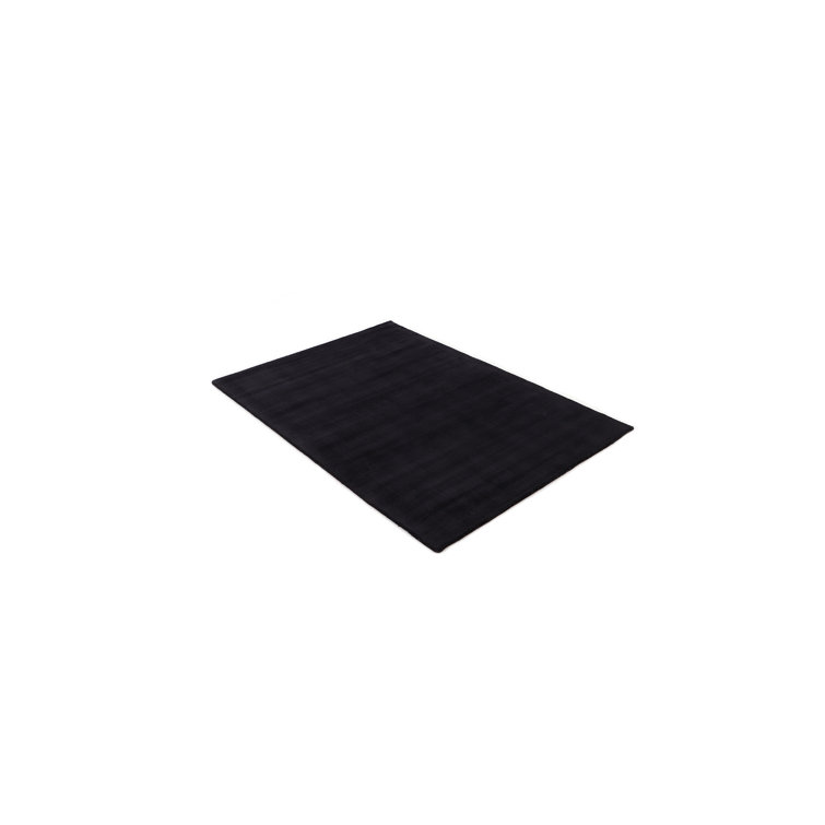 Ava Handmade Viscose Silky Solid Soft Black Rug