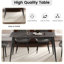 Table de salle à manger 55,12 po en pierre artificielle noire moderne avec rebords droits et pieds en métal noir pouvant accueillir 6 personnes (table de salle à manger seulement)-32590977