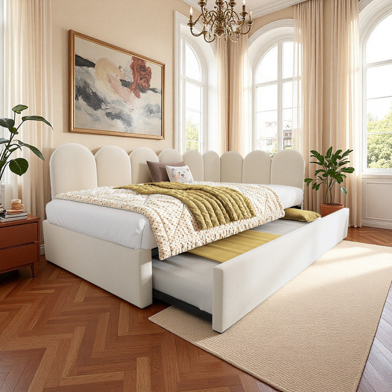Twin Size Daybed with Trundle, Beige