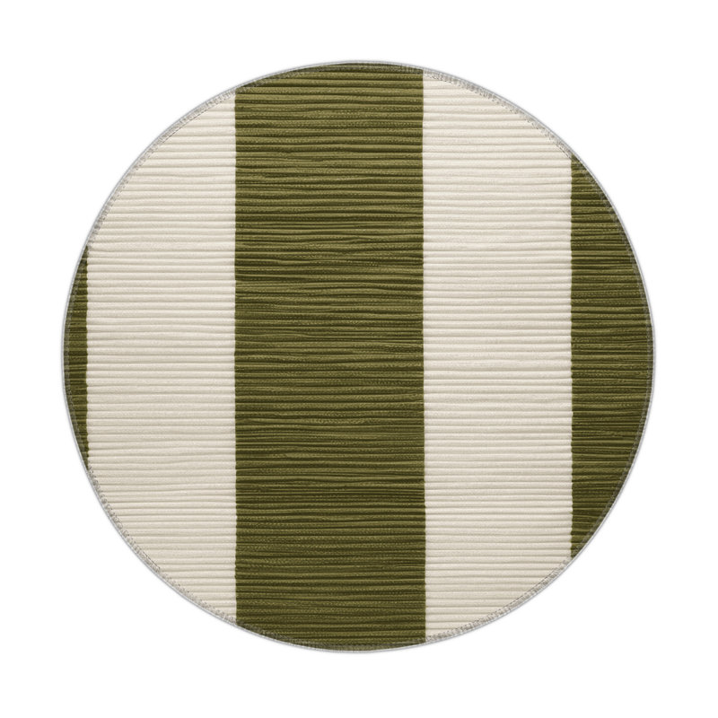 Tapis d'intérieur et d'extérieur à carreaux beige, Rond 5 pi