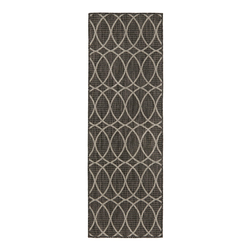 Charcoal Gitter Indoor/Outdoor Trellis Rug, Runner 2' x 6'