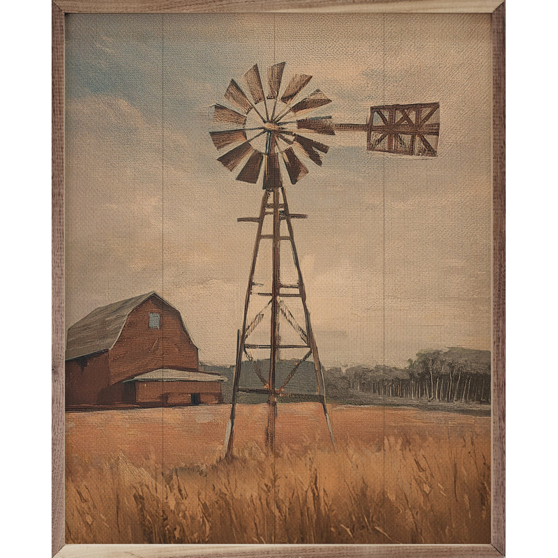 Windmill With Red Barn, 30" H x 24" W