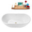 63" Streamline Soaking Glossy White Freestanding Tub and Tray With Internal Drain-101412763