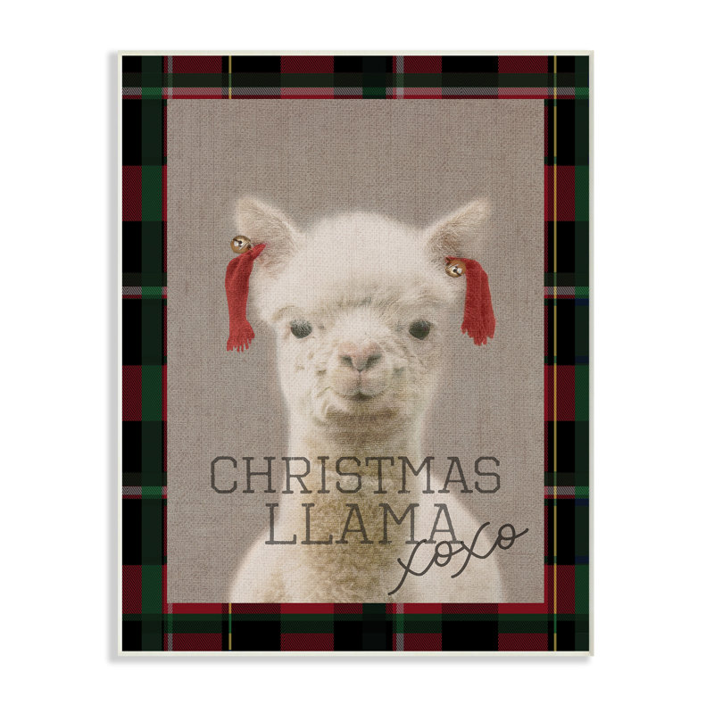 « christmas llama xoxo », impression, H 15 po x l 10 po, Plaque murale