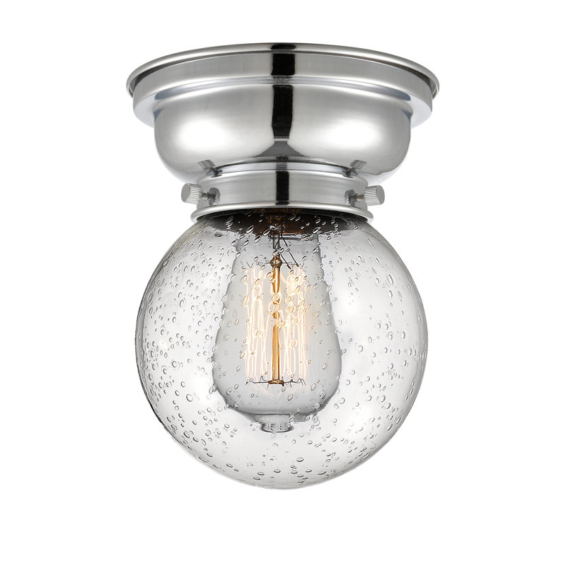 Plafonnier encastré en verre Lorri, Ampoule non incluse, Grainé, Chrome poli