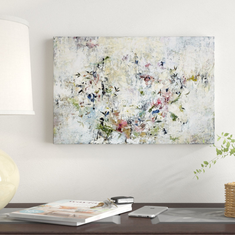 « floral couronne », peinture sur toile, Toile tendue, H 20 po x l 30 po x p 1,25 po