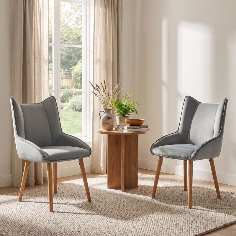 50 cm H Upholstered Dining Chair, Light Grey, Light Grey