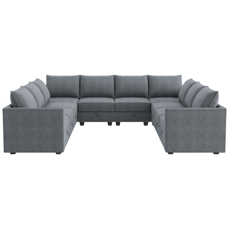 Très grand canapé modulaire d'angle modulaire, Polyester gris bleuâtre