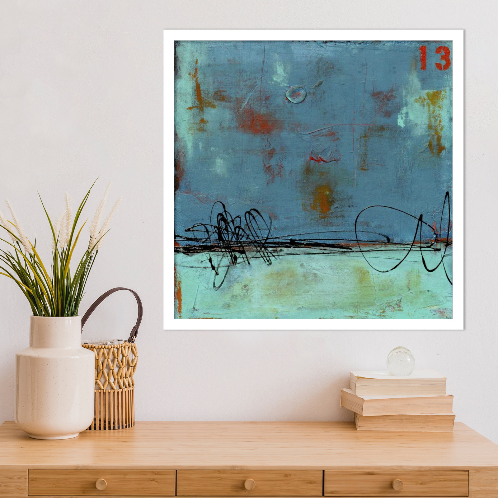 Blue Bay Marina I Print by Erin Ashley, 21" H x 21" W, White