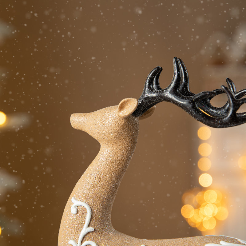 Set Of 2 Resin Christmas Reindeer Table Decor
